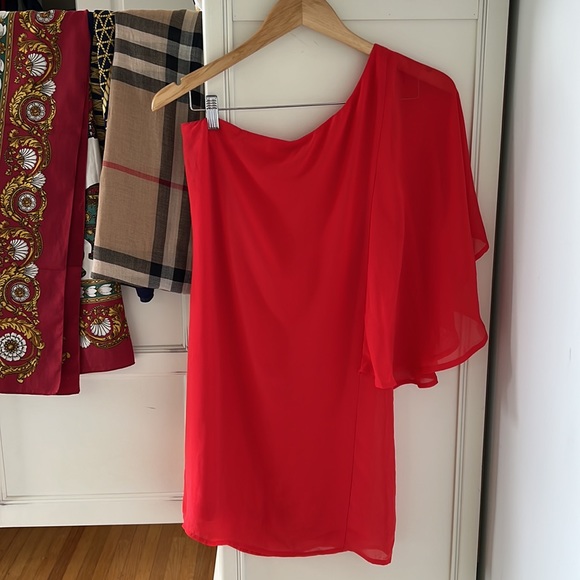 Stradivarius Red Chiffon Dress - Picture 1 of 10